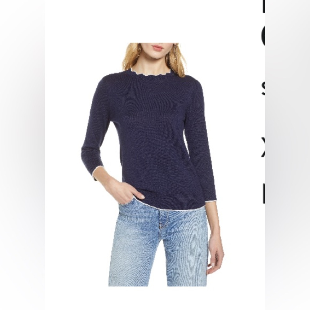 Halogen Scallop Neck Lightweight Sweater